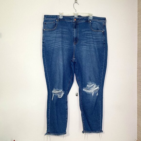 Women's Size 24R American Eagle Stretchy Distressed Knee Mom Jeans - Picture 1 of 12